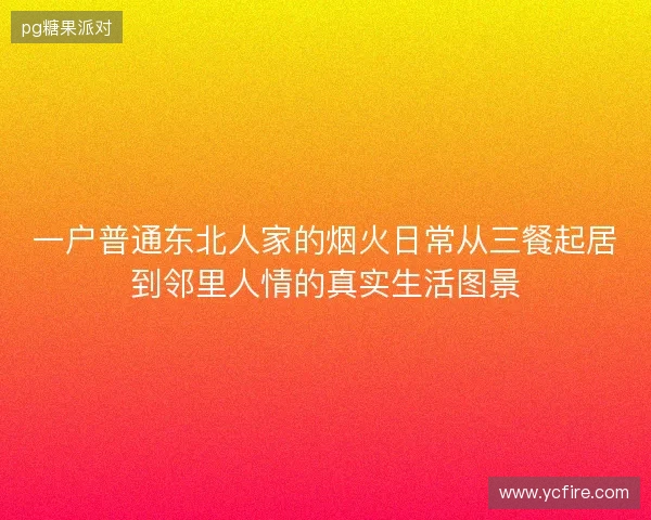 一户普通东北人家的烟火日常从三餐起居到邻里人情的真实生活图景